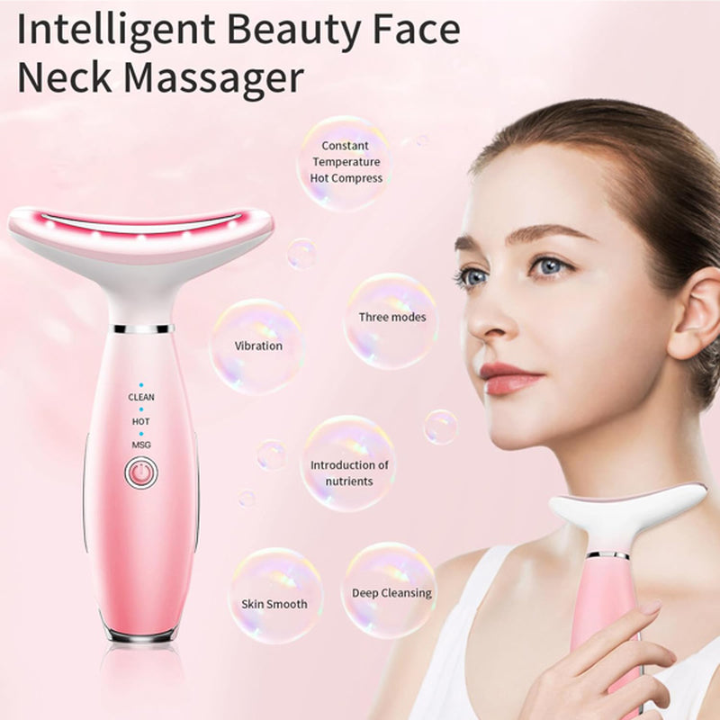 Nexora Pink Facial & Neck Massager – Heat, EMS & Massage Modes
