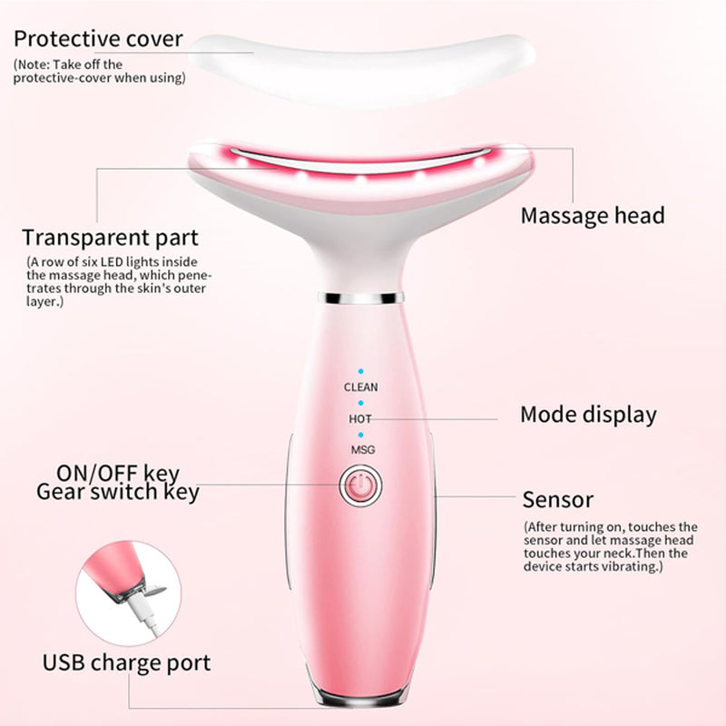 Nexora Pink Facial & Neck Massager – Heat, EMS & Massage Modes