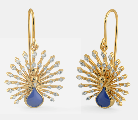 Royal Peacock Drop Earrings – Teal & Gold Elegance